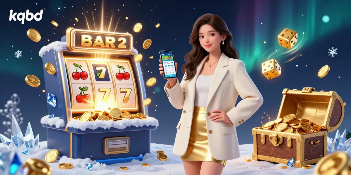 KQBD sports betting vibrant scene with a friendly Asian woman showcasing a betting app on her smartphone.