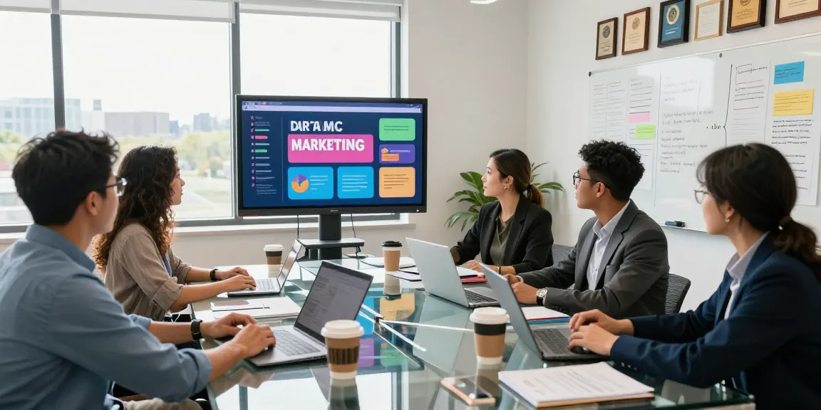 Collaborative team meeting focused on Spokane marketing strategies in a bright office.