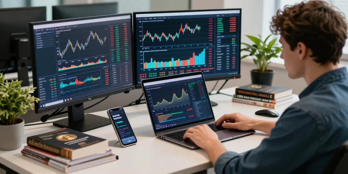 Engaging cryptocurrency trading setup at https://crypto-reviews.ru/okx-v-kazahstane/ with vibrant market data and a user analyzing trends.