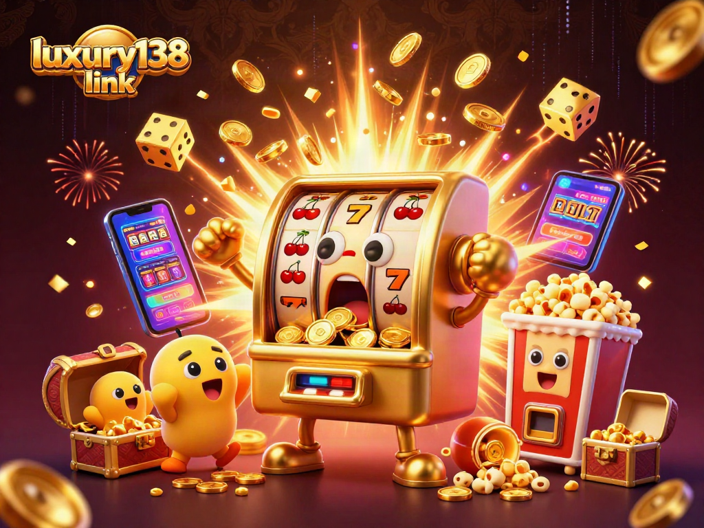 Mesin slot emas "luxury138 link" mencetak jackpot dengan banyak koin, menyenangkan suasana kasino.