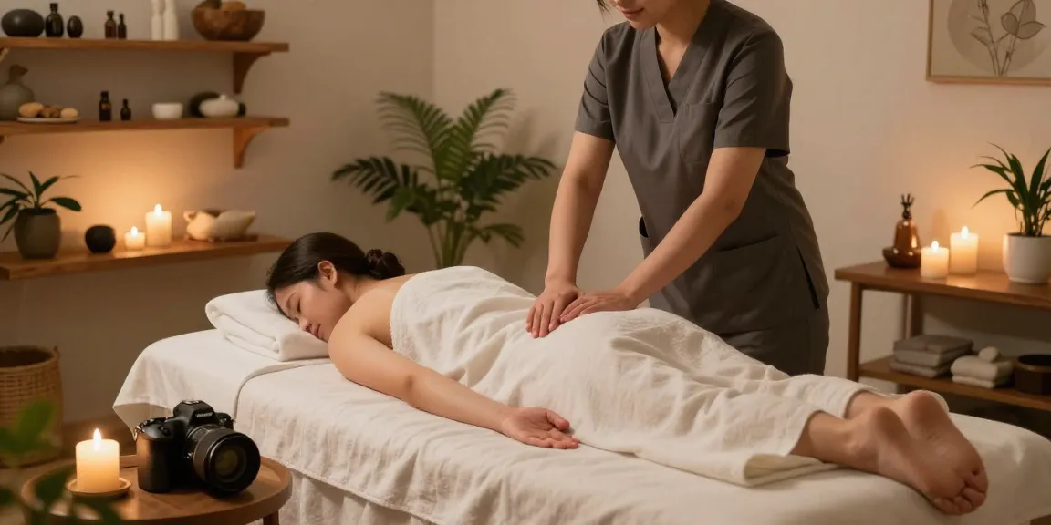 Relaxing 출장마사지 session in a serene home spa environment.