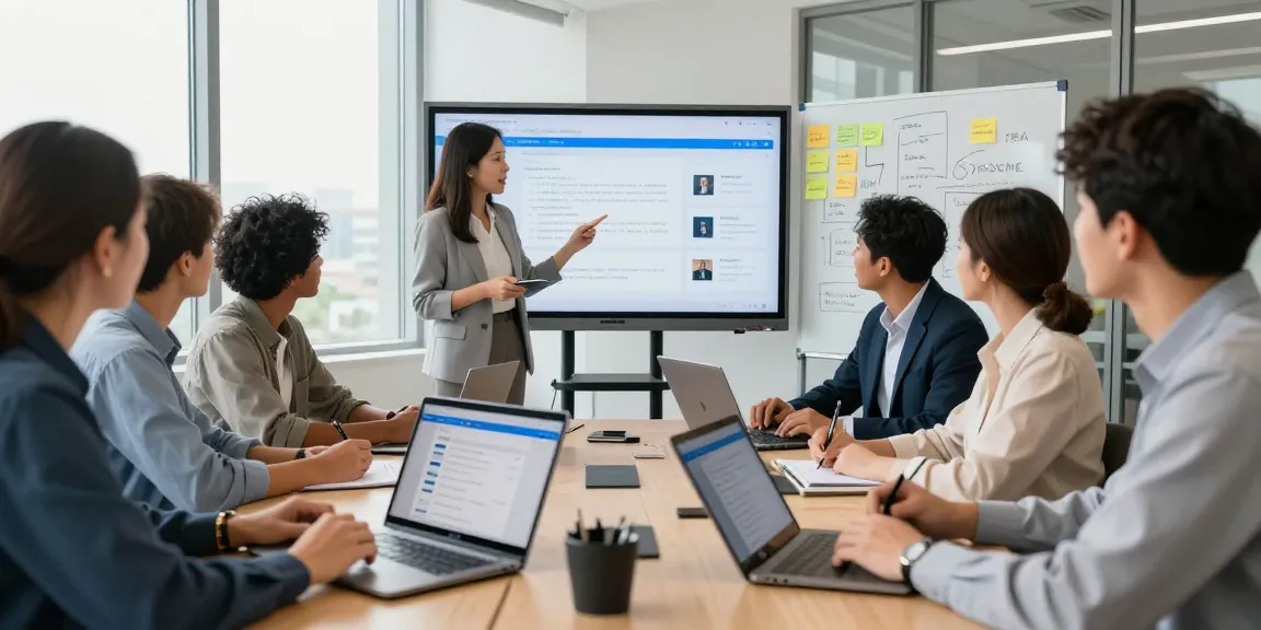Team collaborating on WPS下载 features in a modern office setting, showcasing productivity.