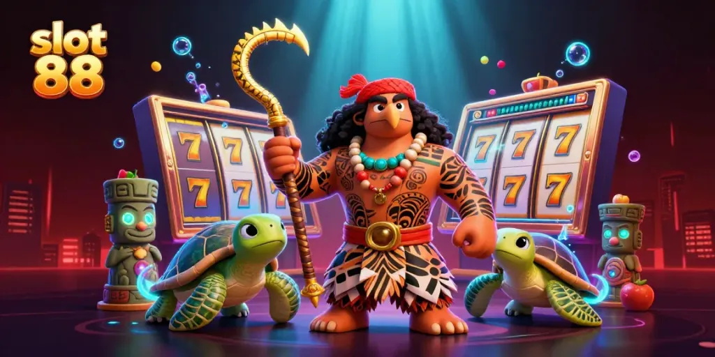 Engage with slot 88 gameplay featuring vibrant characters and rich casino elements.