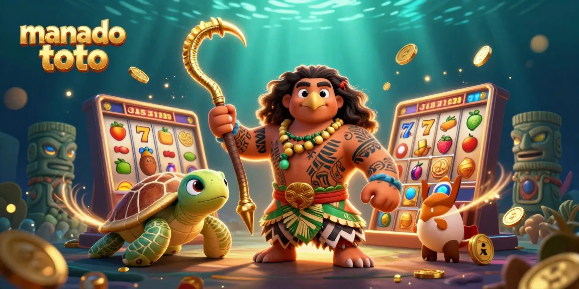 Engage with exciting manado toto slots featuring dynamic 3D cartoon characters and casino elements.