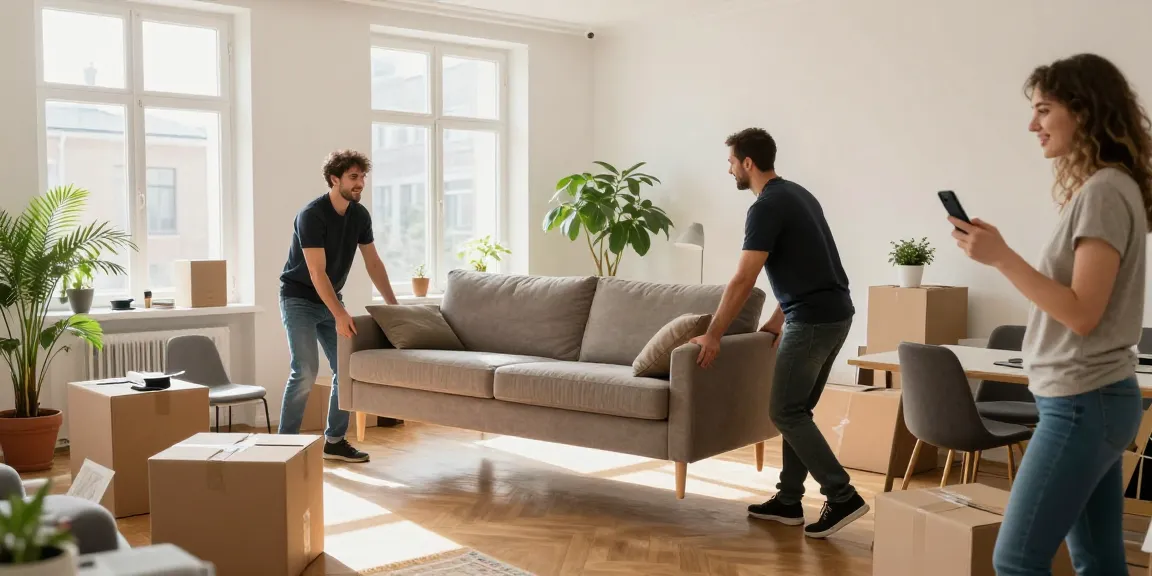 Efficient Wohnungsentrümpelung Berlin scene with movers clearing clutter from an apartment.