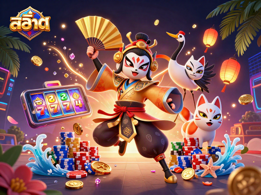 Spin and win big with สล็อต in this vibrant casino-themed 3D illustration.
