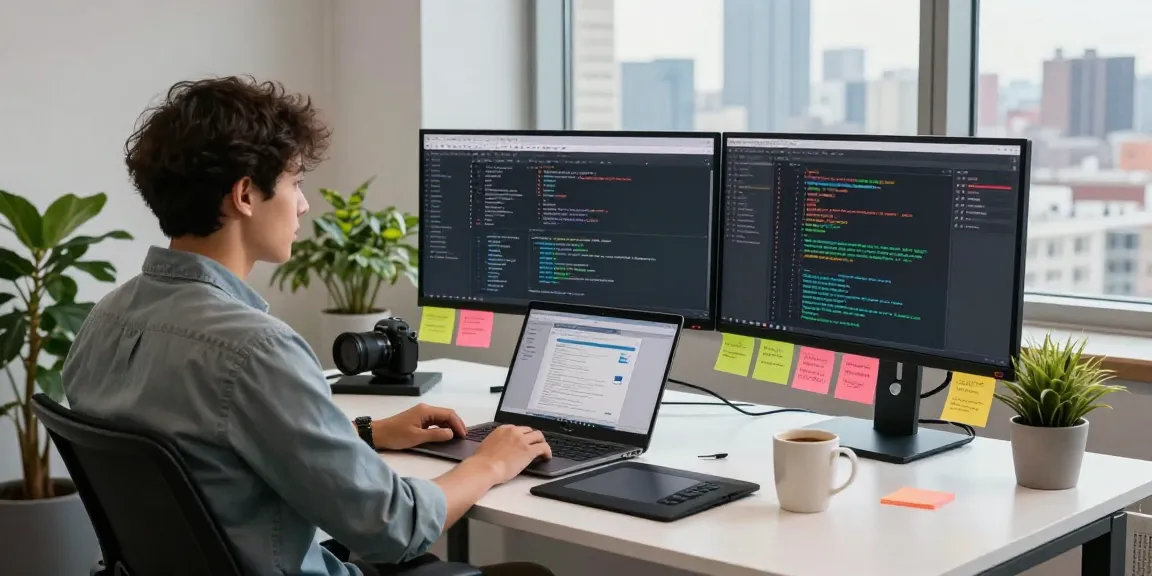 Efficient workspace showcasing Snipaste官网 functionalities with multiple monitors and collaboration tools.