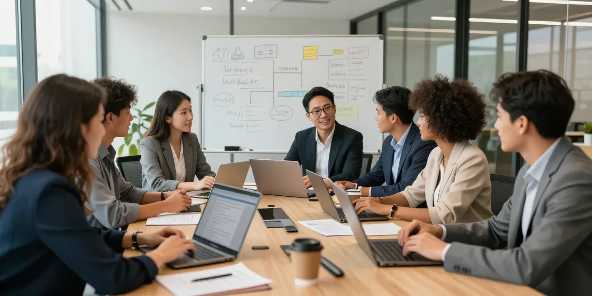 Team collaboration at Elite Generations in a modern office setting, showcasing diversity and engagement.