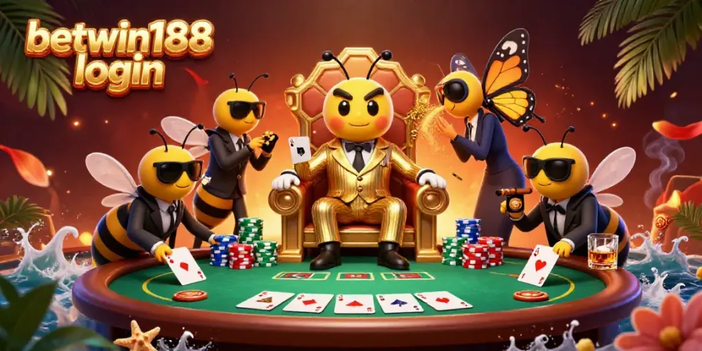 Masuki dunia permainan dengan BETWIN188 login yang aman dan cepat di ilustrasi 3D berwarna-warni.