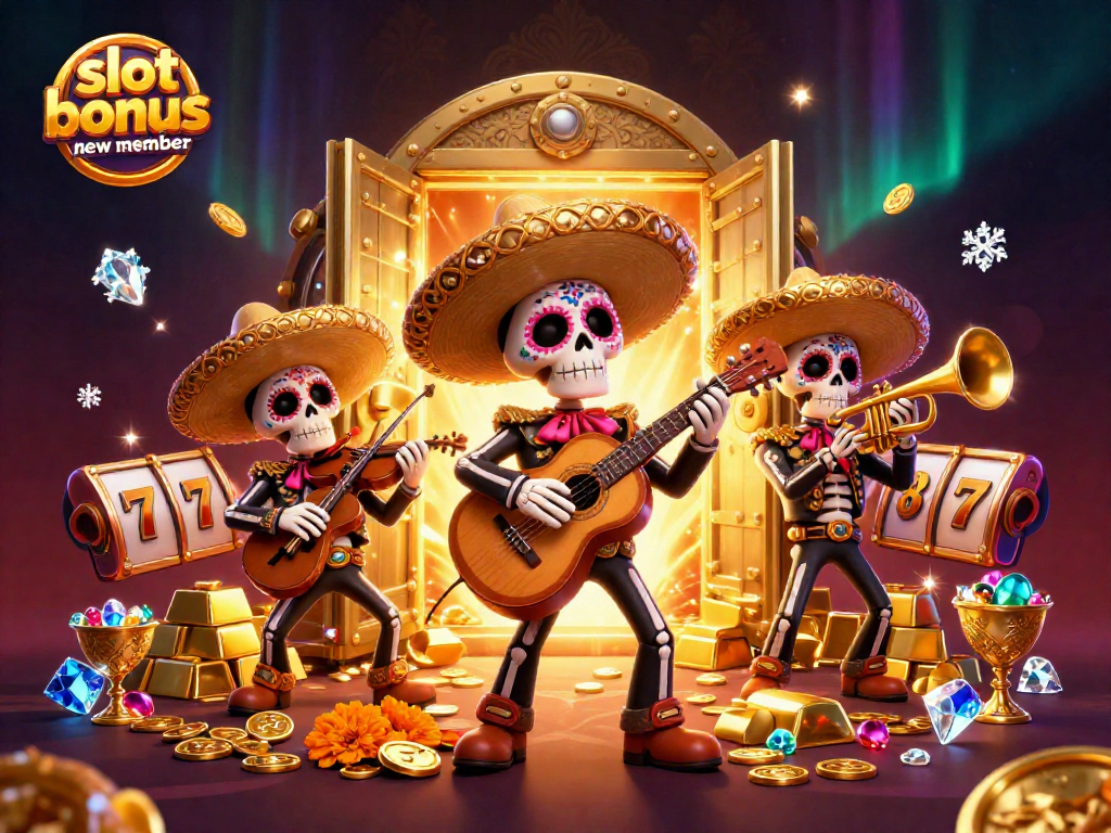Engage with thrilling slot bonus new member opportunities in vibrant 3D casino artwork.
