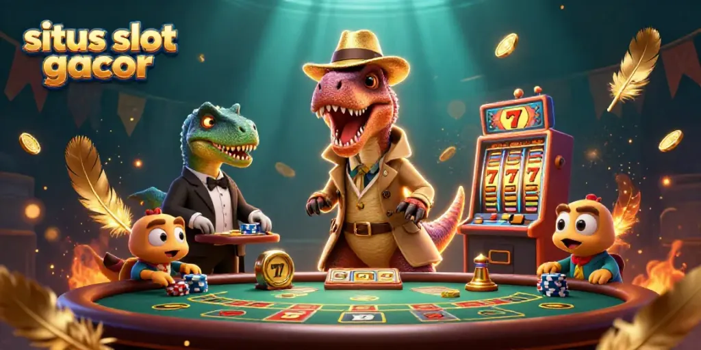 Experience the excitement at situs slot gacor with a velociraptor card counter and thrilling game elements.