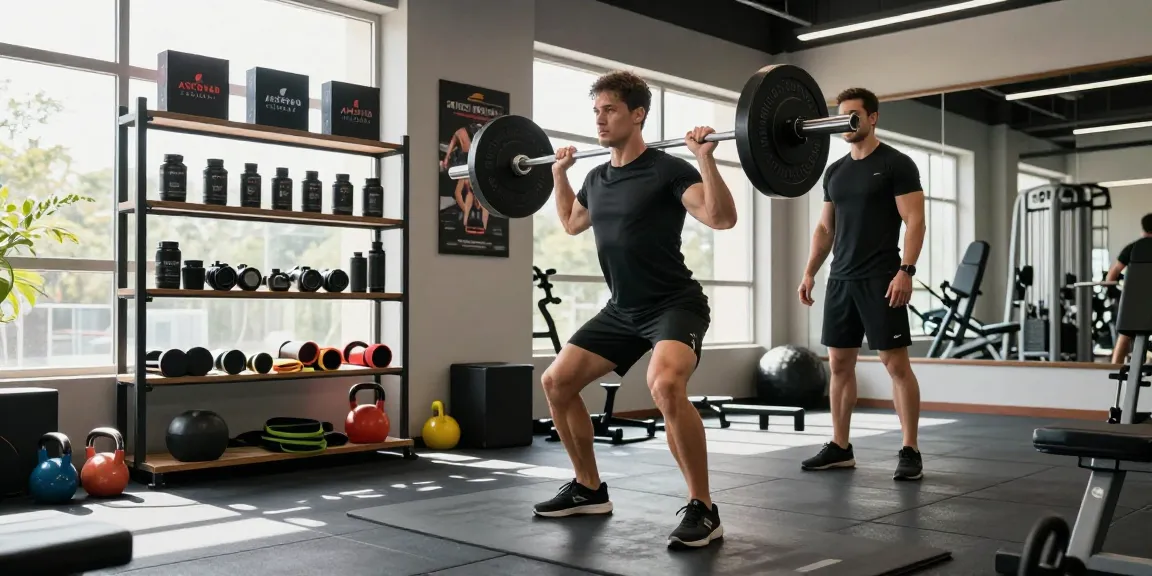 Athletic individual lifting weights in a dynamic gym setting featuring Astera Steroids Shop products, showcasing an energetic fitness atmosphere.