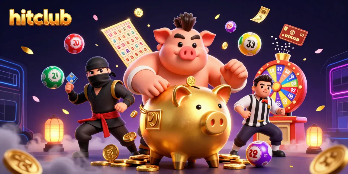 Engage in hitclub's thrilling gaming experience with dynamic lottery elements and vibrant casino visuals.