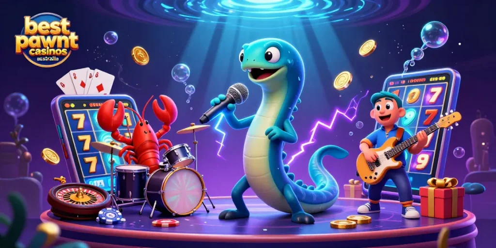 Experience the excitement at the best payout casinos Australia with vibrant undersea characters and gaming elements.