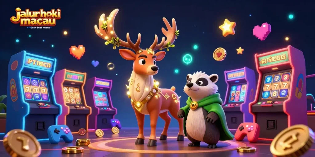 Experience the thrill of jalur hoki macau in this vibrant 3D casino scene filled with exciting game elements.