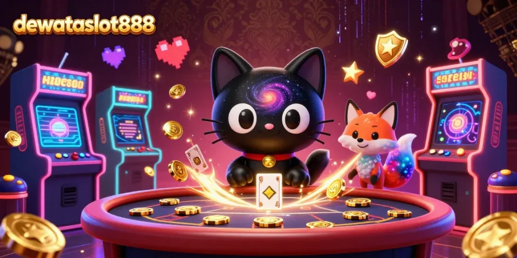 Kedua karakter dari dewataslot888 menarik perhatian dengan permainan slot yang penuh warna dan koin emas