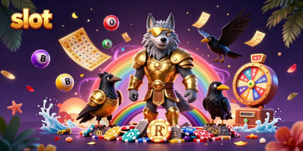Menangkan slot dengan Odin dan burung gagak di jembatan chip kasino yang bercahaya.